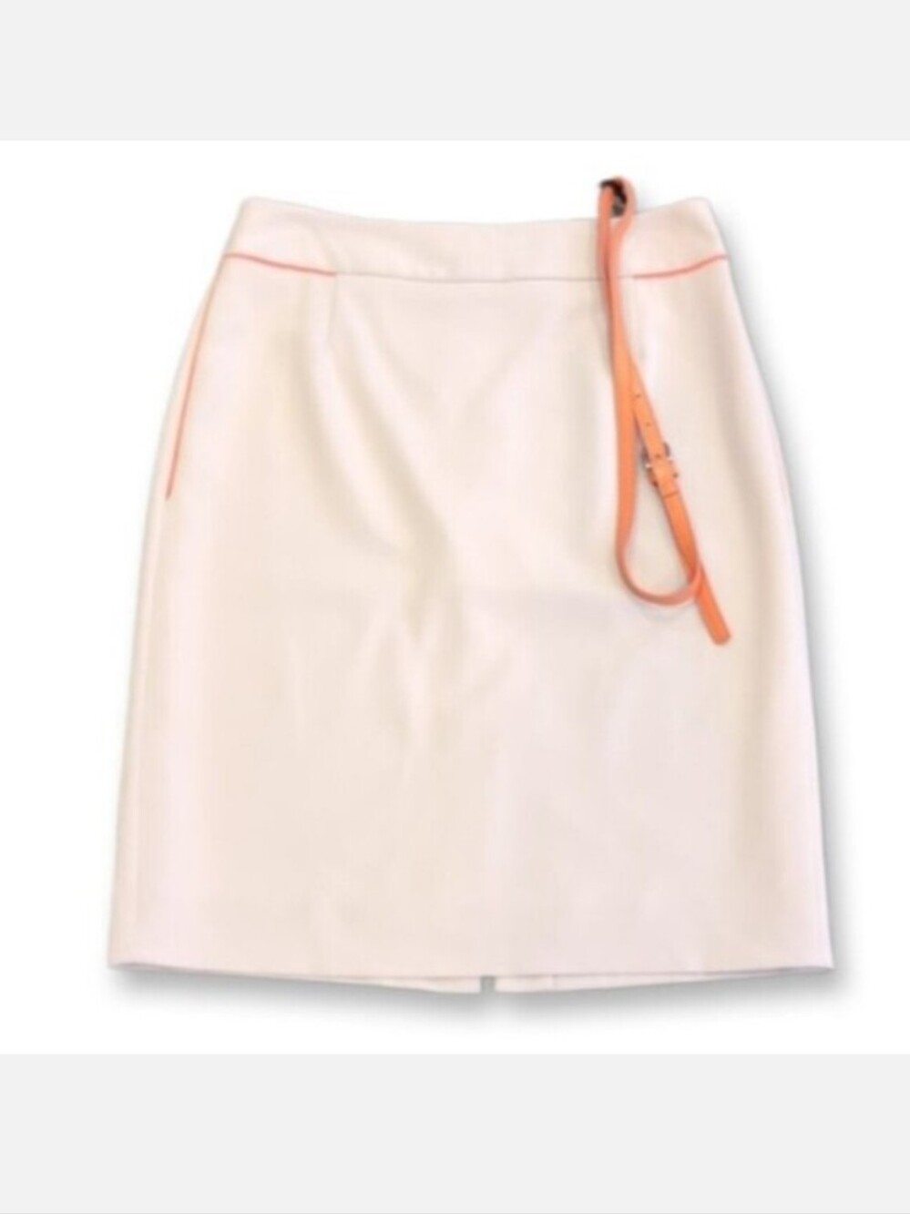 Elie Tahari Khaki Pencil Skirt Orange Skinny Belted Stretch Womens Size 6